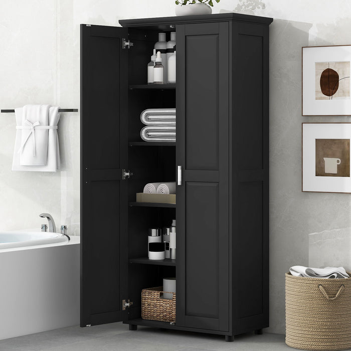 Storage Cabinet With Adjustable Shelves, 2 Doors, Rectangle Design For Bathroom Hearth and Haven