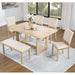 6 Piece Rectangular Kitchen Table Set With Bench And 4 Upholstered Chairs For Kitchen - Light Oak Home Essentials