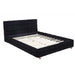Modern Platform Bed With Upholstered Grid-Patterned Headboard Home Essentials