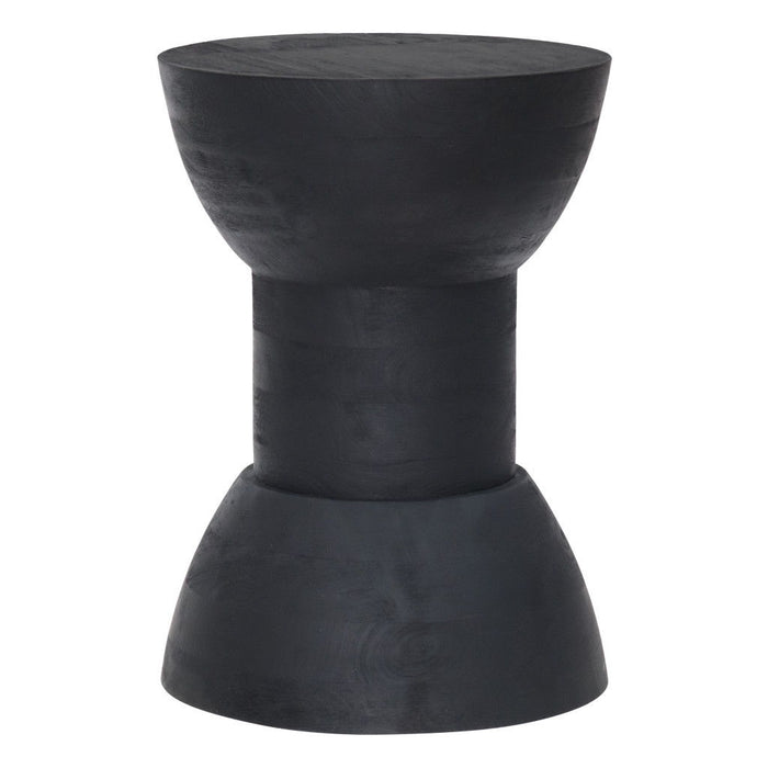 Solid Wood Backless Chair - Black