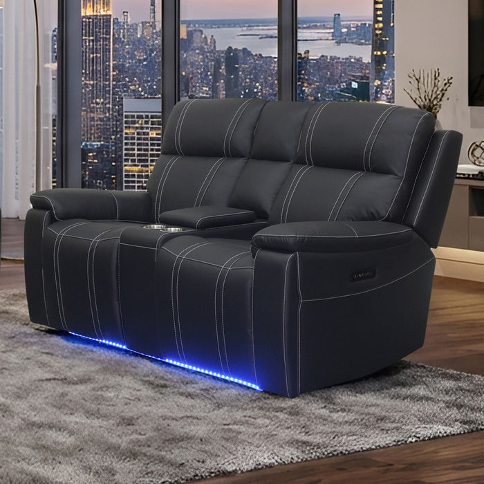 Hartley - Reclining Console Loveseat With Power Headrest & Footrest - Black New Classic