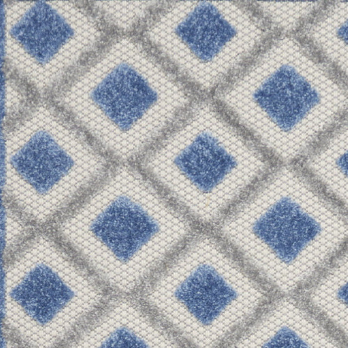 2' X 12' Gingham Non Skid Indoor / Outdoor Runner Rug - Blue / Gray