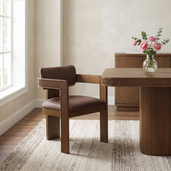 Sacha - Vegan Leather Upholstered Dining Chair With Brown Base (Set of 2) Meridian Furniture