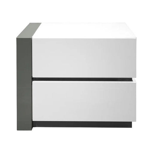 Nightstand Bedside Table With 2 Drawer For Bedroom - White / Silver Home Essentials