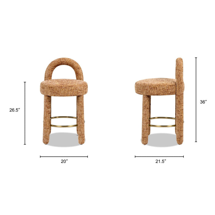 Penny - Round Arched Fully Upholstered Counter Stool (Set of 2) - Orange Jennifer Taylor Home