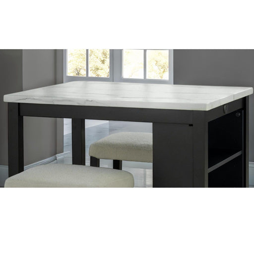 Dining Table Set With Storage Shelves, 3 Piece With 2 Stools - Black / Ivory / White Home Essentials