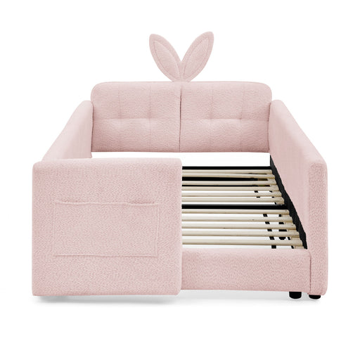 Cute Rabbit Ear Upholstered Platform Bed Frame With Safety Rail Home Essentials