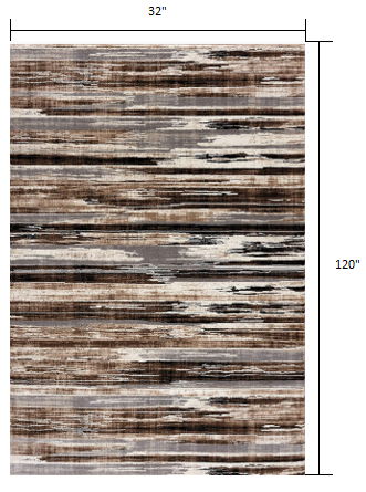 10' Striped Dhurrie Runner Rug - Beige