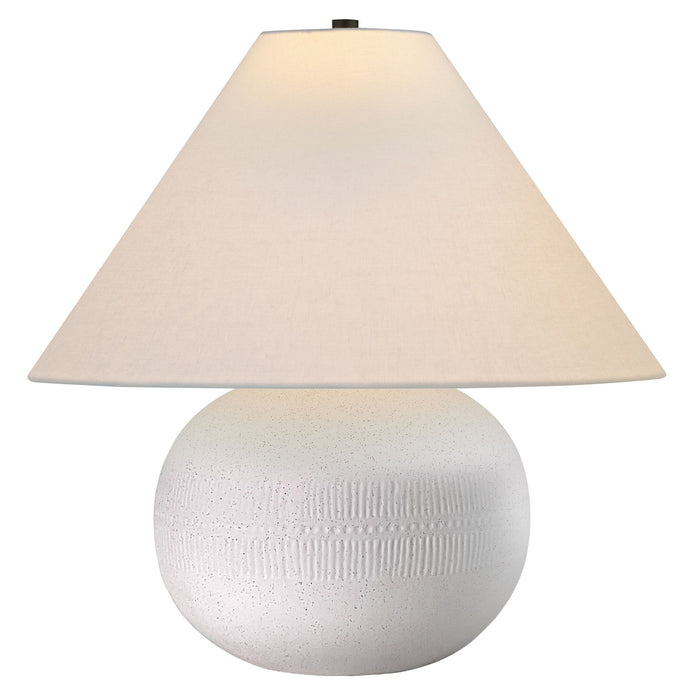 Ceramic Round Table Lamp With White Cone Shade - Off-White