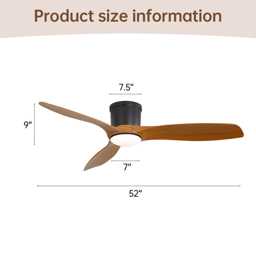 Smart Ceiling Fan With Remote Control, 3 Blades, Dimmable LED Light, Reversible DC Motor - Black Daily Nest