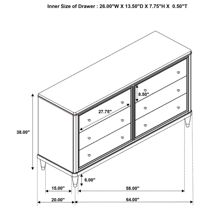 Niguel - 6 Drawer Dresser - Brown Furniture Max