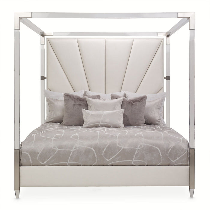 Penthouse - Eastern King Canopy Bed - Frosted Linen / Ash Gray