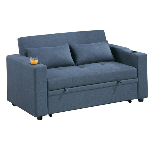 Modern Style Convertible Sofa With Pull-Out Bed, USB Ports & Cup Holders Home Essentials
