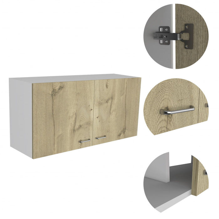 Standard Accent Cabinet With One Shelf - White And Light Oak