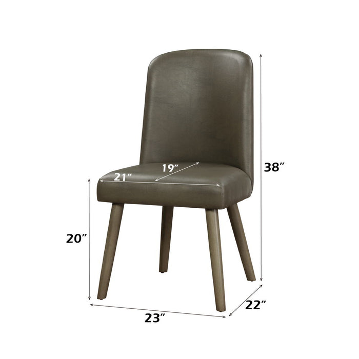 Waylon - Side Chair (Set of 2) - Gray Synthetic Leather & Gray Oak ACME