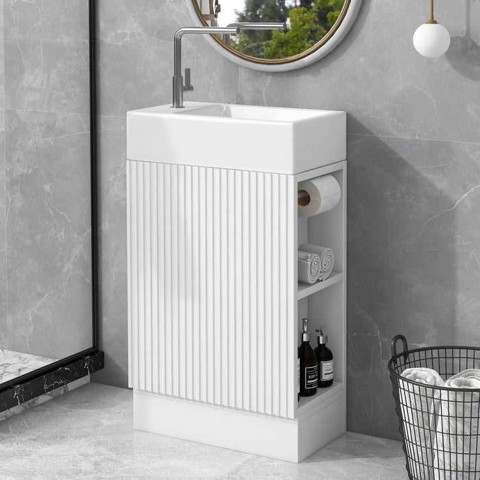Modern Bathroom Vanity With Sink And 2 Tier Shelf Hearth and Haven