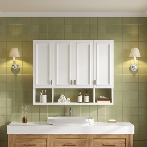 Bathroom Cabinet With 3 Adjustable Shelves Wall Mounted Medicine Cabinet, Soft Closing Hinges, Open Shelving Design - White Hearth and Haven