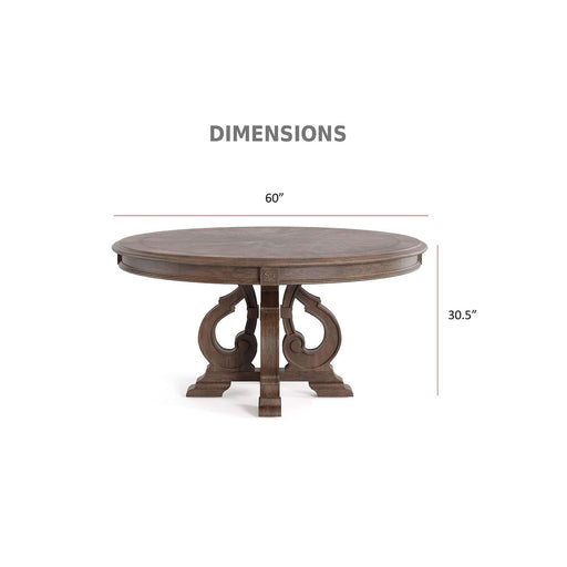 Round Dining Table With Pedestal Base - Natural / Rustic Home Essentials