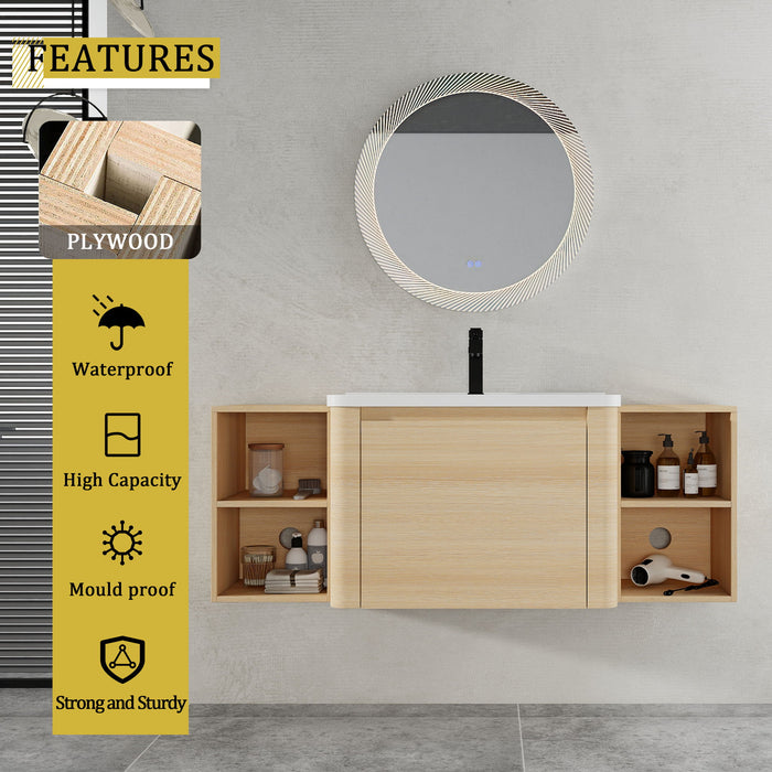 Wall Mounted Bathroom Vanity With Sink, Storage Shelves & Soft Close Door Home Essentials