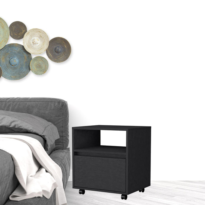 21" One Drawer Nightstand With Integrated Tech - Black