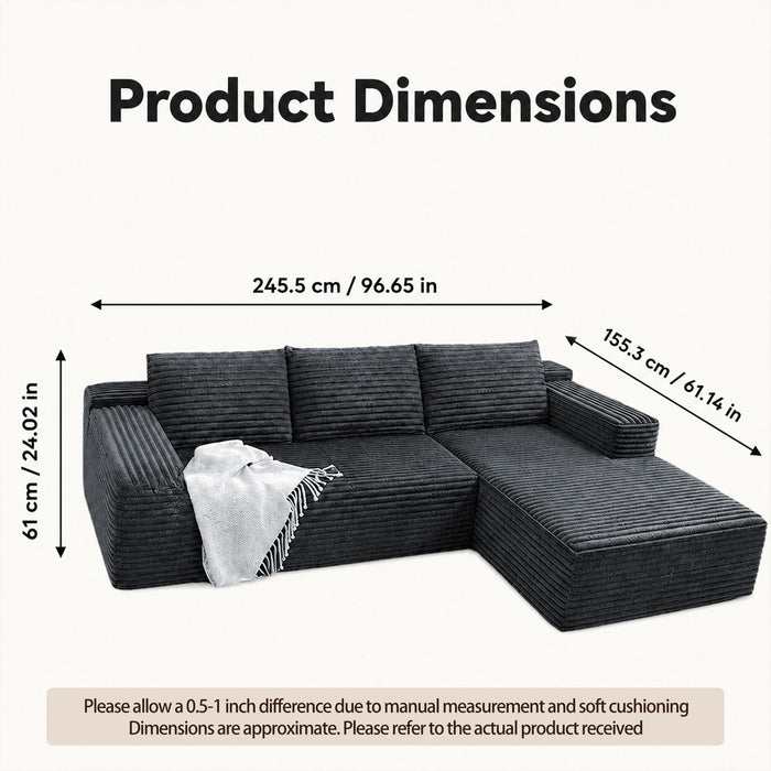 Modern L-Shaped Sectional Sofa With Left Facing Chaise Home Essentials