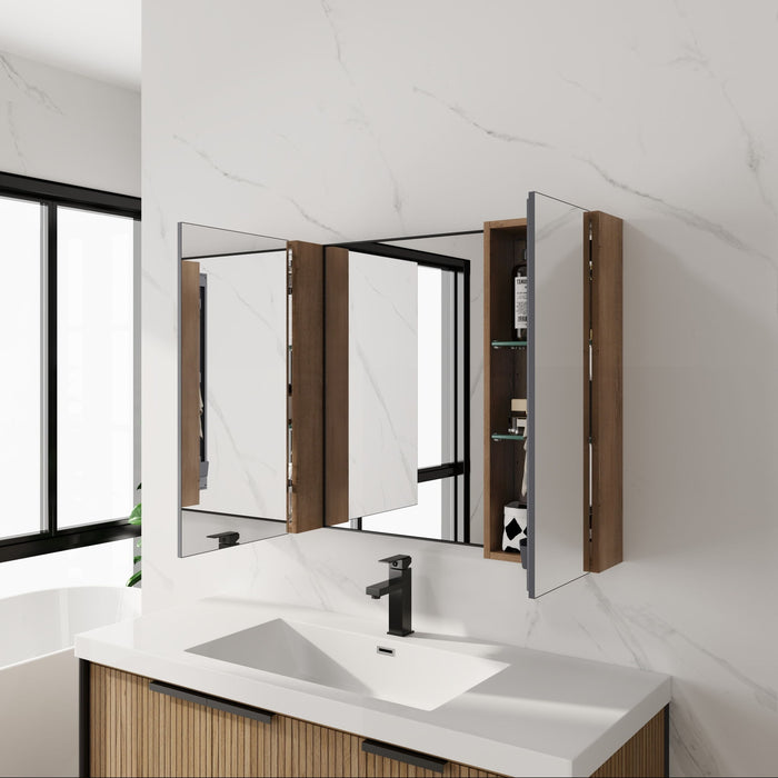 43.3" Wall Mounted Bathroom Cabinet With Adjustable Shelves, Door Storage Cabinet - Imitative Oak Home Essentials