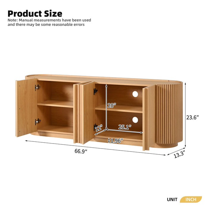 TV Stand With Fluted Tambour Style Door Hearth and Haven