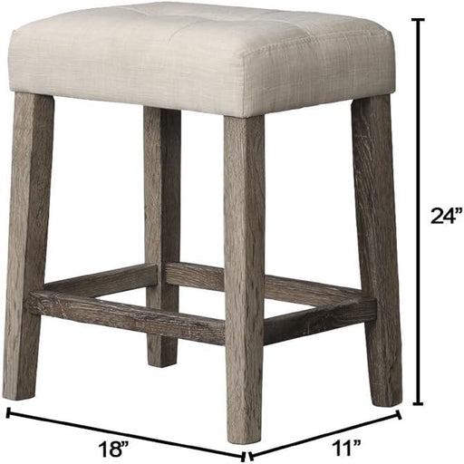 3 Piece Counter Bar Dining Set Table With Electric Outlet And 2 USB Ports, Tufted Upholstered Stools - Brown / Beige Home Essentials