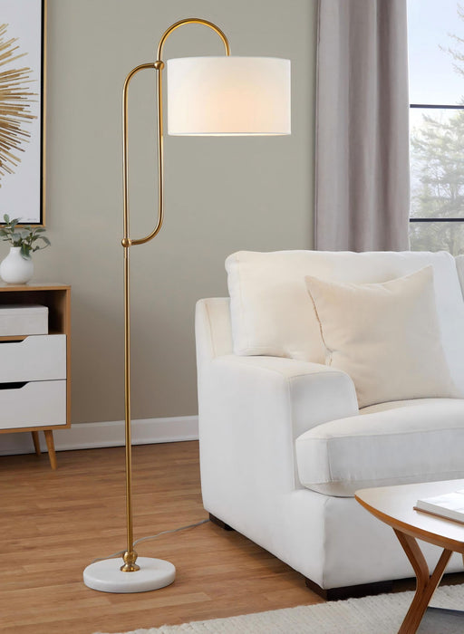 Leslie - Glam / Art Deco Floor Lamp - Gold / White Lumi Source