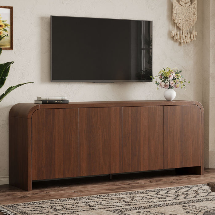 Curved Edge TV Stand With Large Cabinets Hearth and Haven