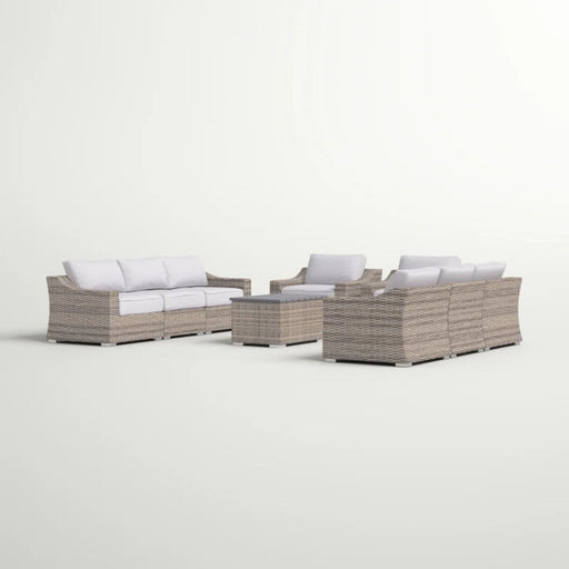 All Weather Wicker 8 Piece Patio Sectional Set With Cushions Modular Design - Gray Mix LSI Patio Furniture