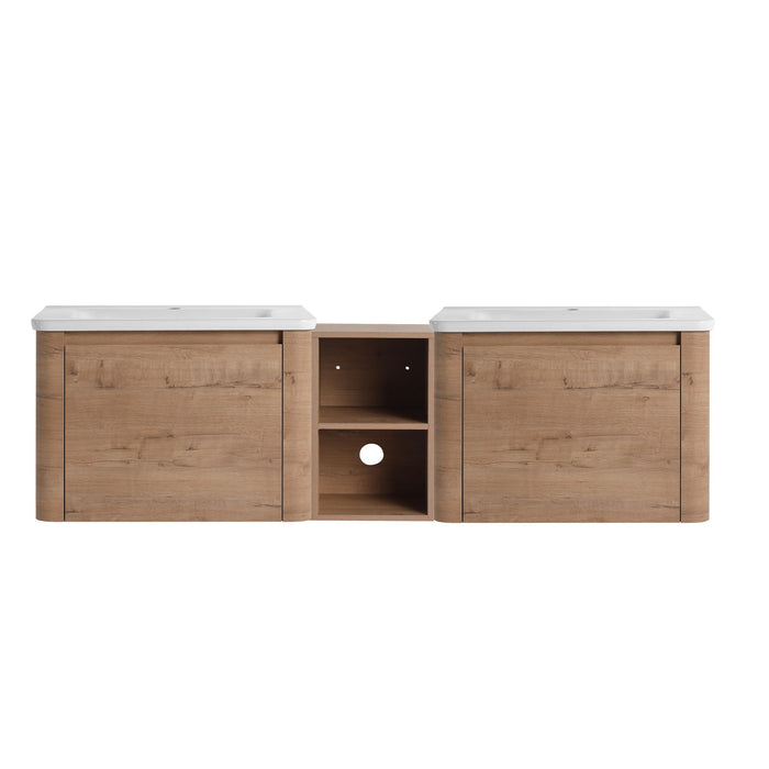 Wall Mounted Bathroom Vanity With Sink And Storage Shelves, Soft Close Doors Home Essentials