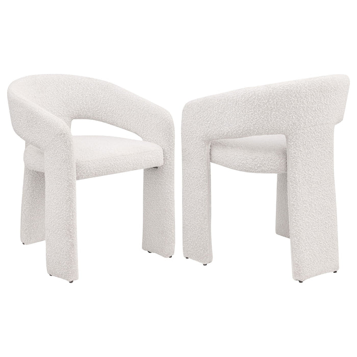 Cedral - Upholstered Dining Side Chair With 3 Legged Design - Cream