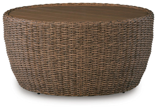 Double Point - Round Cocktail Table - Beige Signature Design by Ashley®