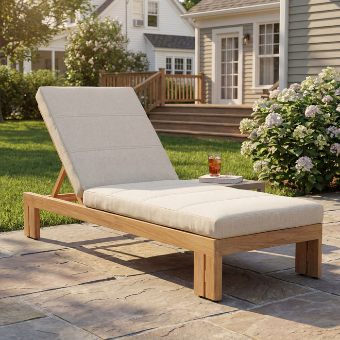 Outdoor Chaise Lounge Cushion Only, Water-Resistant Patio Lounge Chair Cushion With Removable Cover Noble House