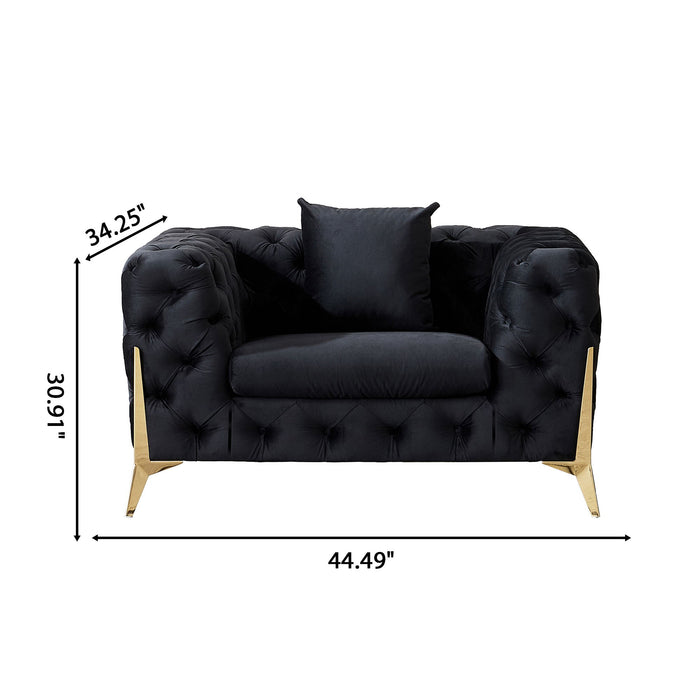 Accent Chair With Diamond Button Tufting, Matching Throw Pillow Home Essentials