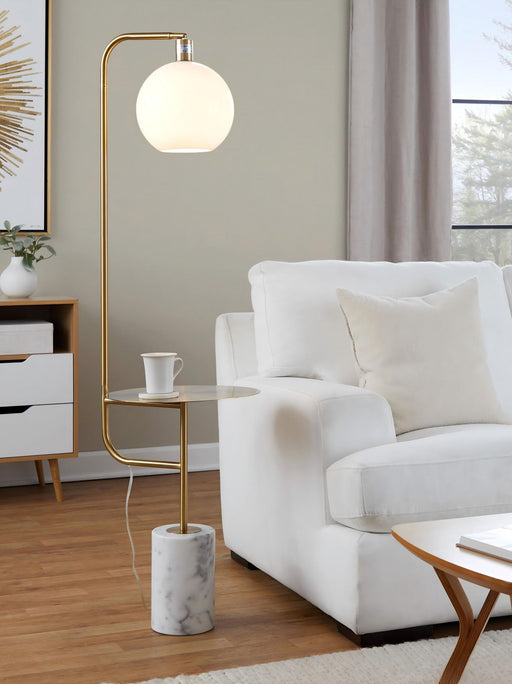 Symbol - Contemporary / Glam Floor Lamp Side Table - White Marble Lumi Source
