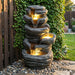 Outdoor Waterfall Fountain With LED Lights For Patio - Gray Daily Nest