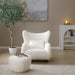 Wingback Armchair & Ottoman Combo For Living Room - White Home Essentials
