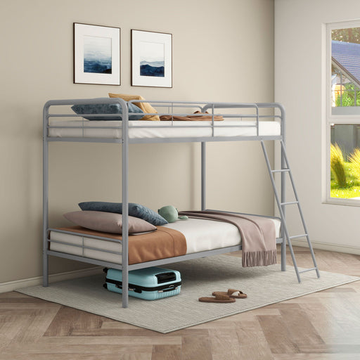 Long Beach - Twin Over Twin Bunk Bed With Built In Guardrails And Angled Ladder - Silver Furniture Max