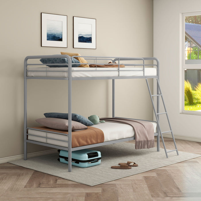 Long Beach - Twin Over Twin Bunk Bed With Built In Guardrails And Angled Ladder - Silver Furniture Max