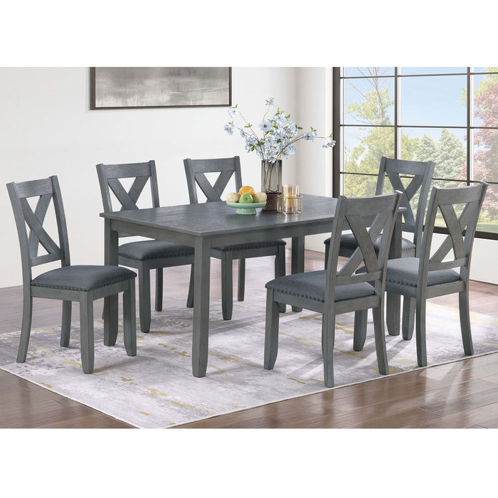 7 Piece Dining Room Furniture, Table And 6 Chairs Set - Gray Home Essentials