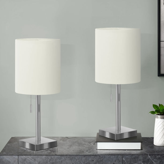 Lighting, Table Lamp, USB Port Included, Nickel, Contemporary (Set of 2) 8th Street