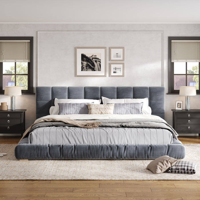Upholstered Platform Bed Frame With Tufted Headboard Dreamland