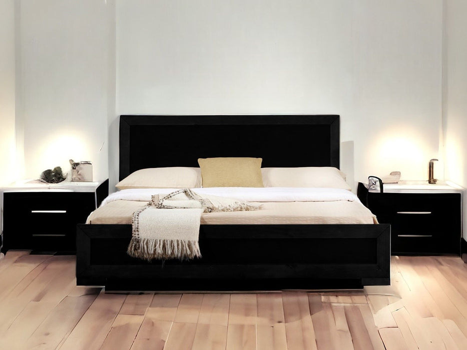 Queen Platform Bed - Black Wood