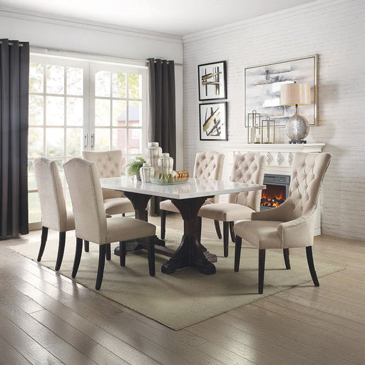 Gerardo - 30" Dining Table - White Marble Top & Weathered Espresso ACME