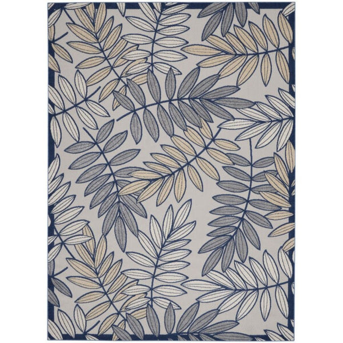 12' X 15' Floral Non Skid Indoor / Outdoor Area Rug - Ivory / Navy