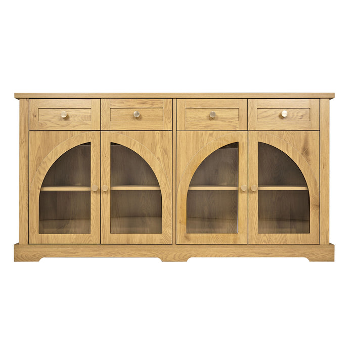 Sideboard Cabinet With 4 Drawers And 4 Arched Glass Doors Home Essentials