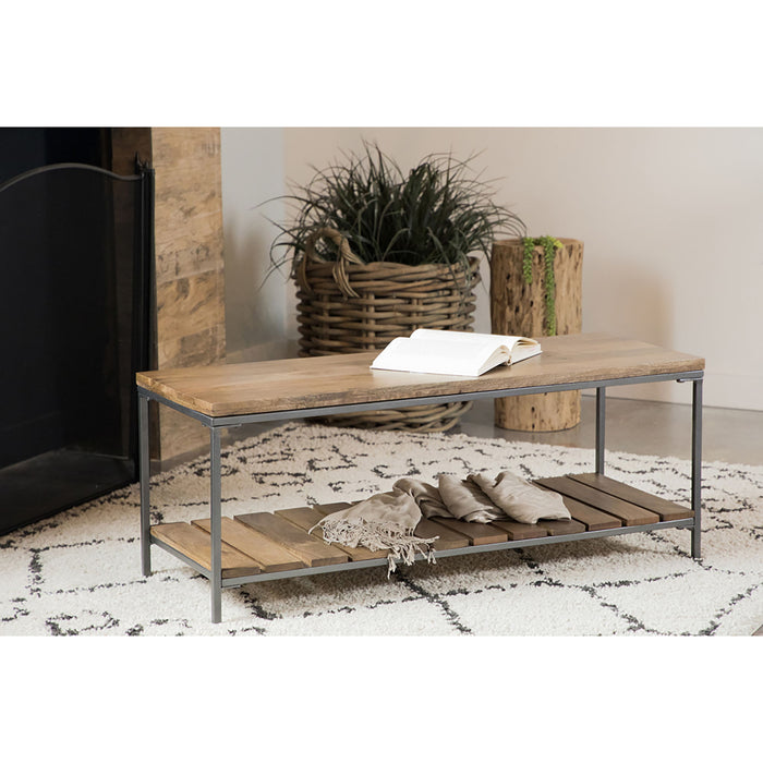Foundry - Accent Bench With Slat Shelf - Natural Furniture Max