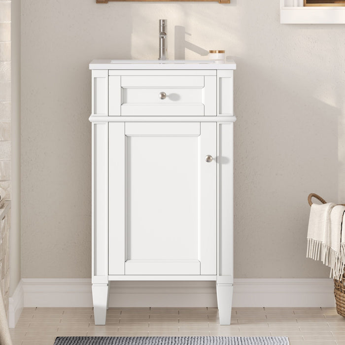French Style Bathroom Vanity With Sink, Soft-Closing Door, Adjustable Shelf, Rectangular Design
